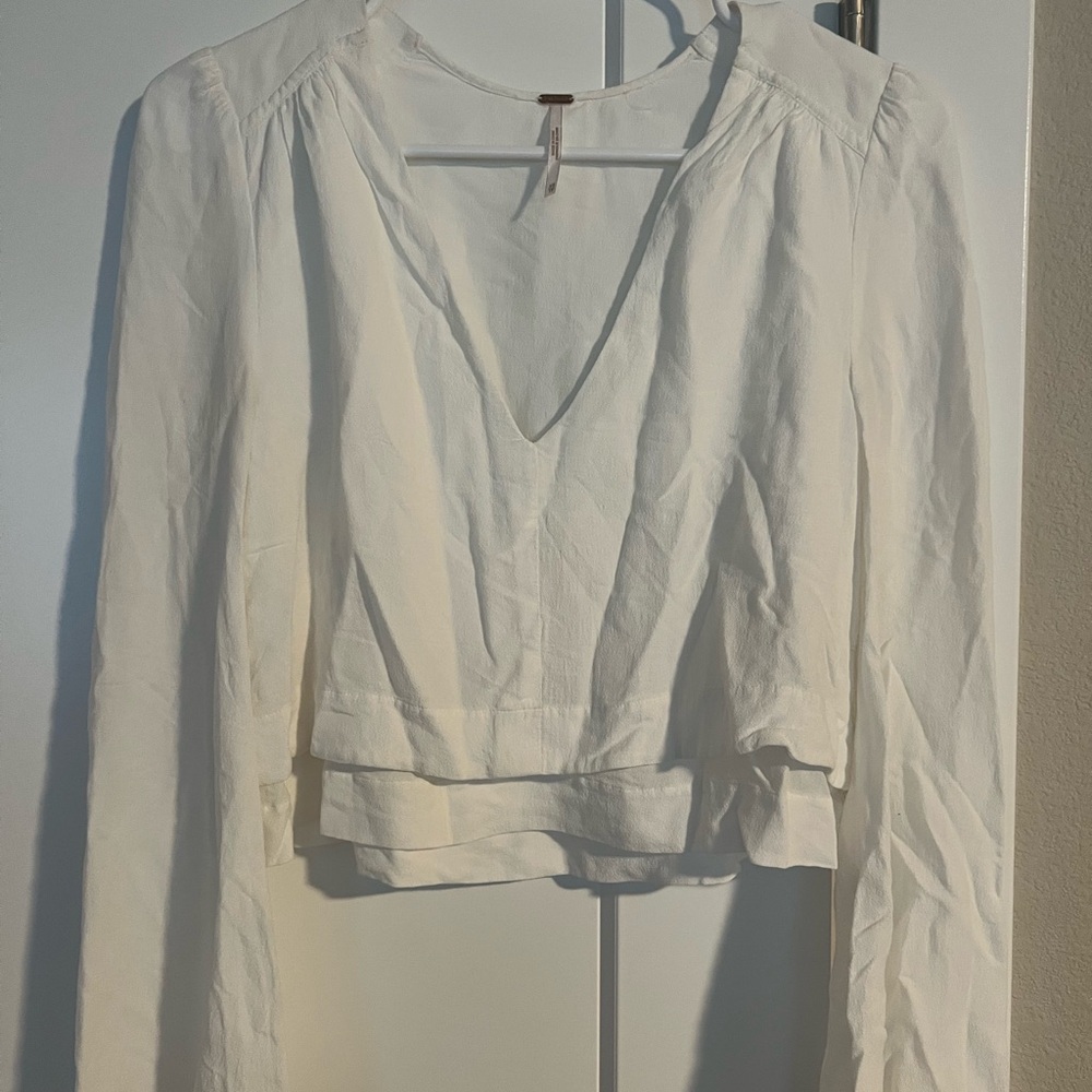 White V-Neck Women's Top